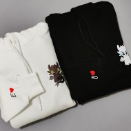 Siyah Ejder & Beyaz Ejder Kapşonlu Sweatshirt