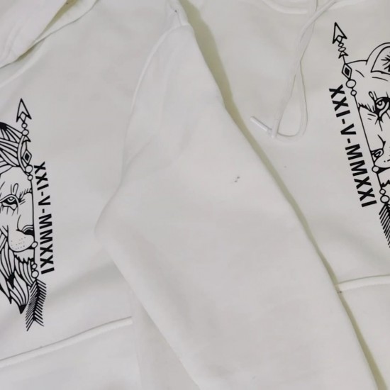 Aslan - Dişi Aslan Romen Rakamlı Kombin Çift Sweatshirt Aslan - Dişi Aslan Romen Rakamlı Kombin Çift Sweatshirt